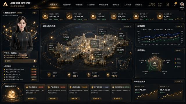 AI辅助决策驾驶舱大屏真实案例图