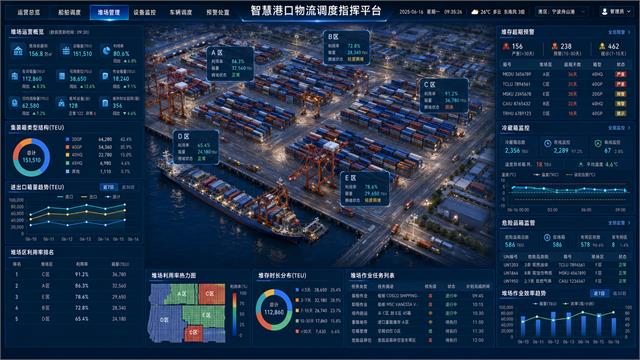 智慧港口物流调度可视化大屏真实案例展示
